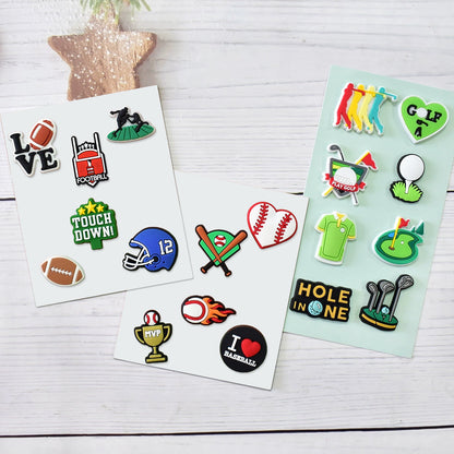 Sports PVC Shoe Charms Set for Football and Baseball Clog Shoes packaging or gift image for clog shoes