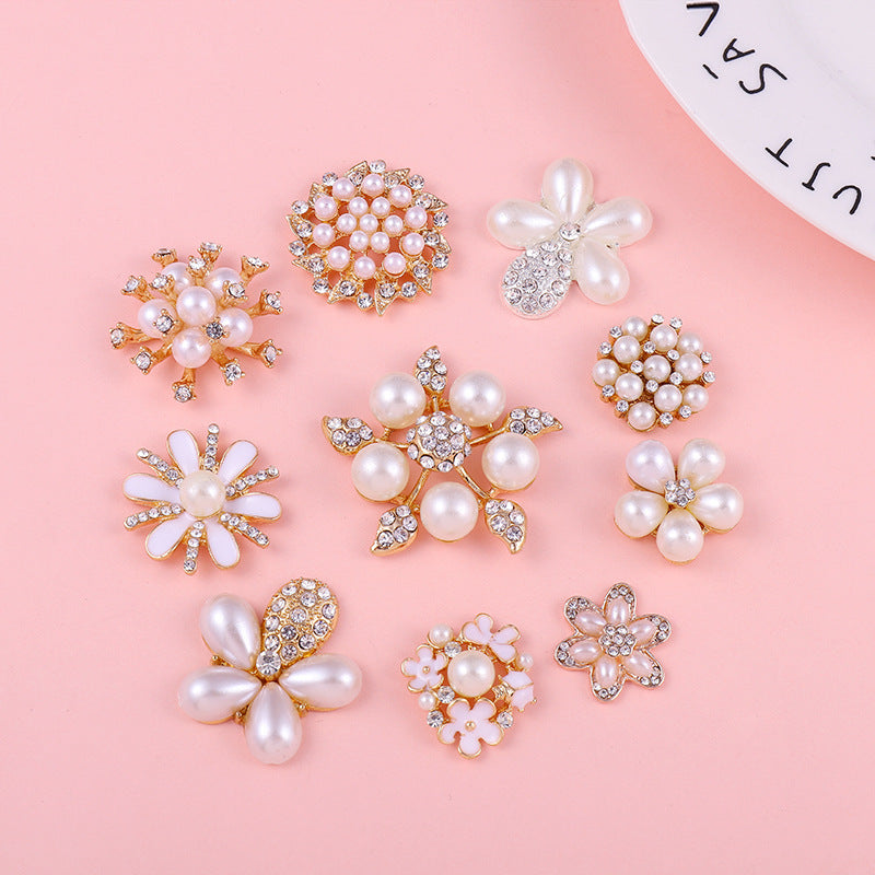 Floral Pearl Rhinestone Shoe Charms Set for Clog Shoes size or group view for clog shoes