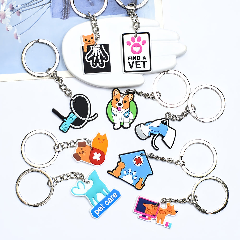 Durable Medical PVC Keychains Bundle ([7] Pcs) | 3D Healthcare Charms size or group view for bags and keys