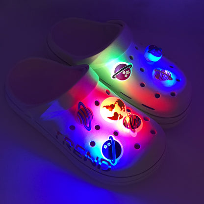 Custom LED Light-up PVC Clog Charms size or group view for clog shoes