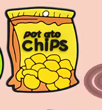 Yellow potato chips PVC phone case charm