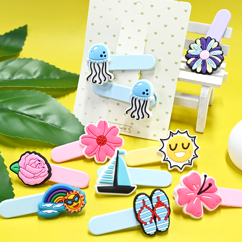 Colorful cartoon PVC hair clip set
