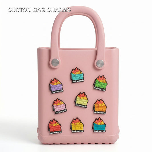 Custom Bag Charms with clear product label