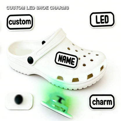 Custom LED Shoe Charms with clear product label