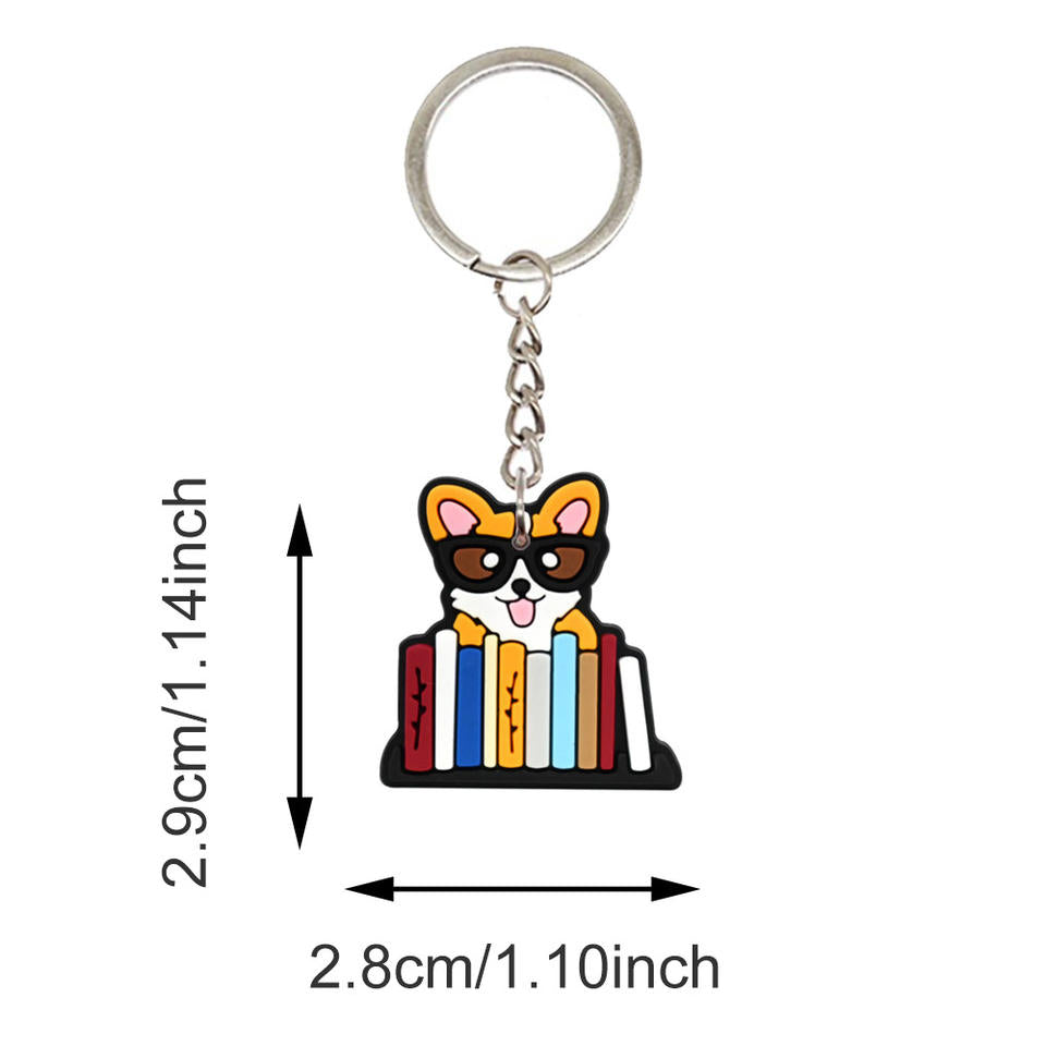 Cute corgi 2D PVC keychain