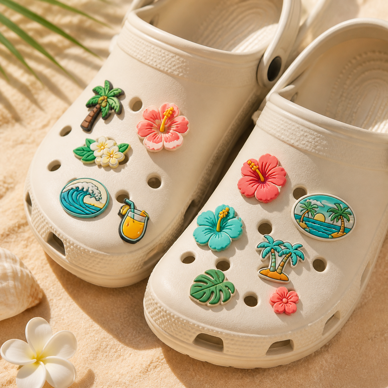 Cute cartoon UV PVC shoe charms attached to foam clogs