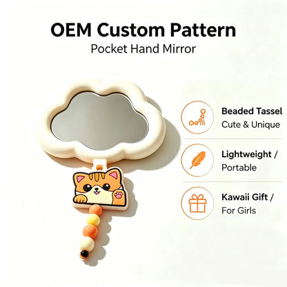 Kawaii cartoon beaded pendant pocket mirror