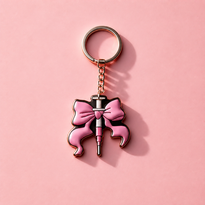 Medical PVC keychain Pink Bow