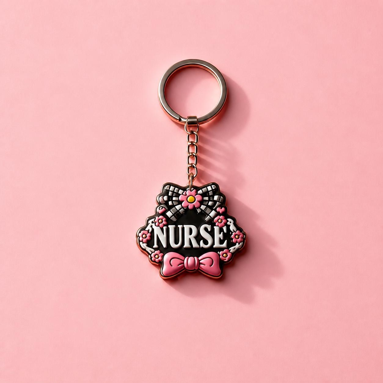 Medical PVC keychain Nurse Floral Bow