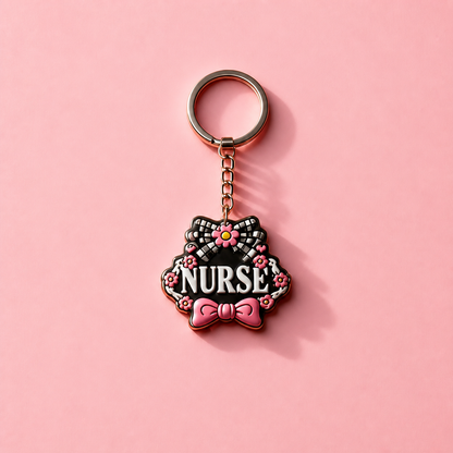 Medical PVC keychain Nurse Floral Bow
