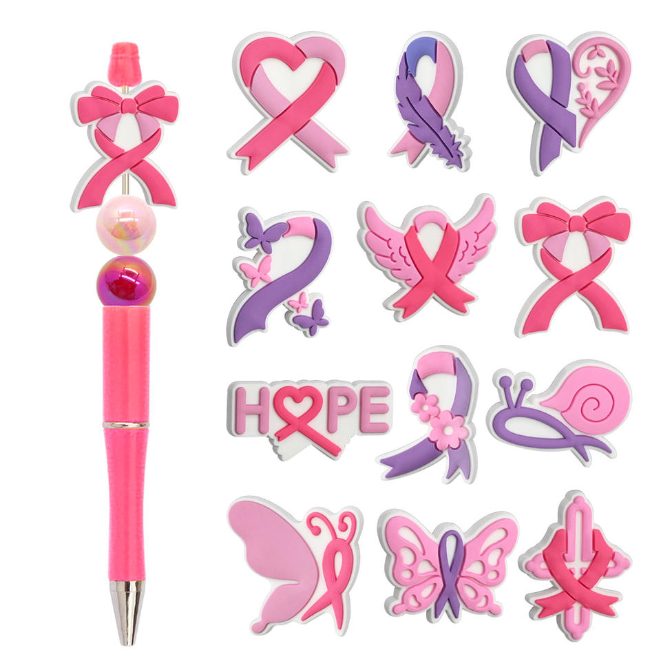 Pink ribbon PVC pen topper