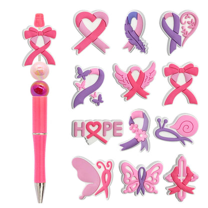 Pink ribbon PVC pen topper