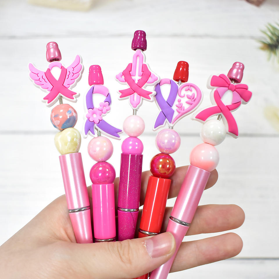 Pink ribbon PVC pen topper