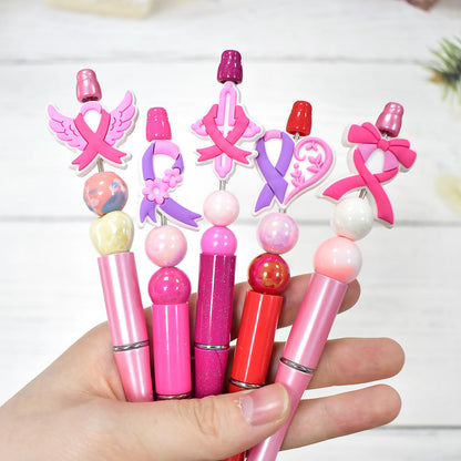 Pink ribbon PVC pen topper