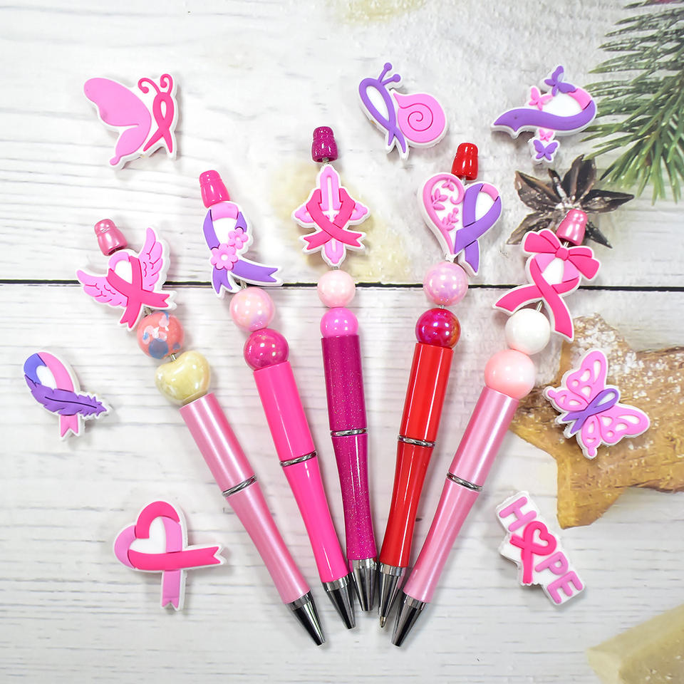 Pink ribbon PVC pen topper