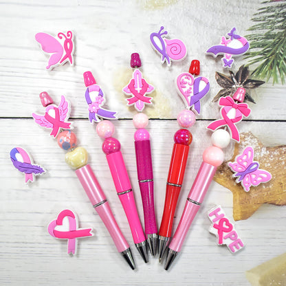 Pink ribbon PVC pen topper