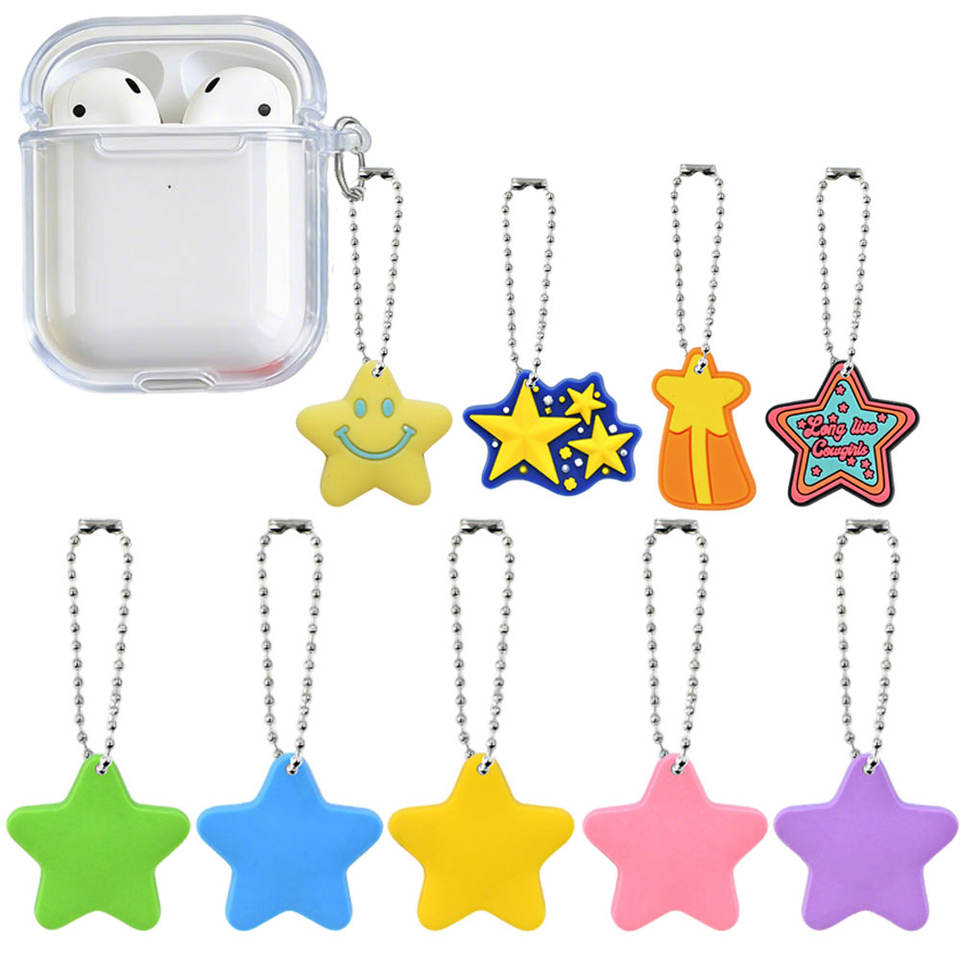 Colorful PVC star keychain styles for earbud cases