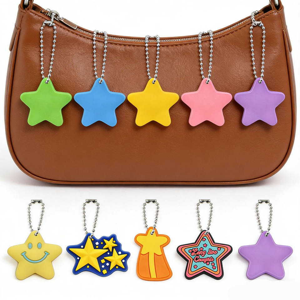 Colorful printed PVC star keychain styles