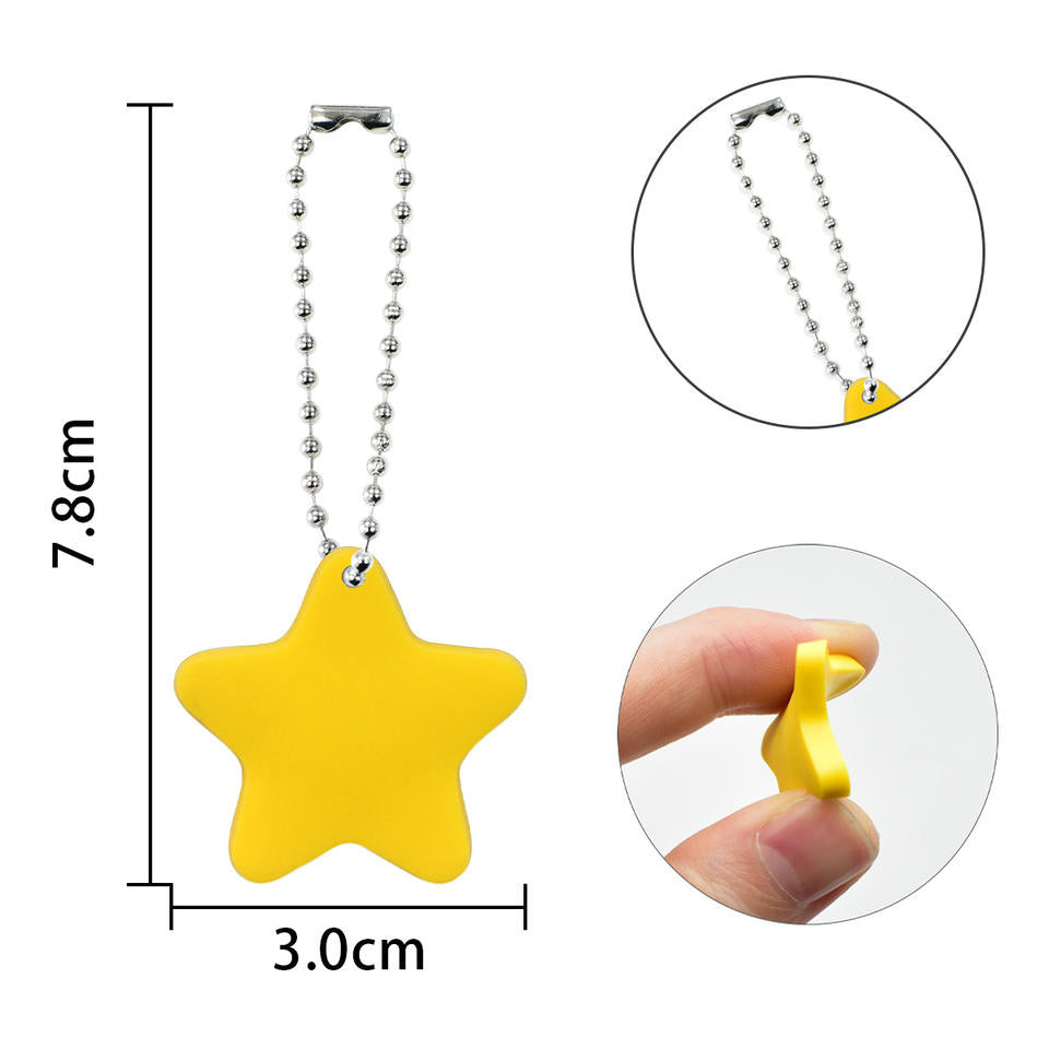 PVC star keychain with ball chain