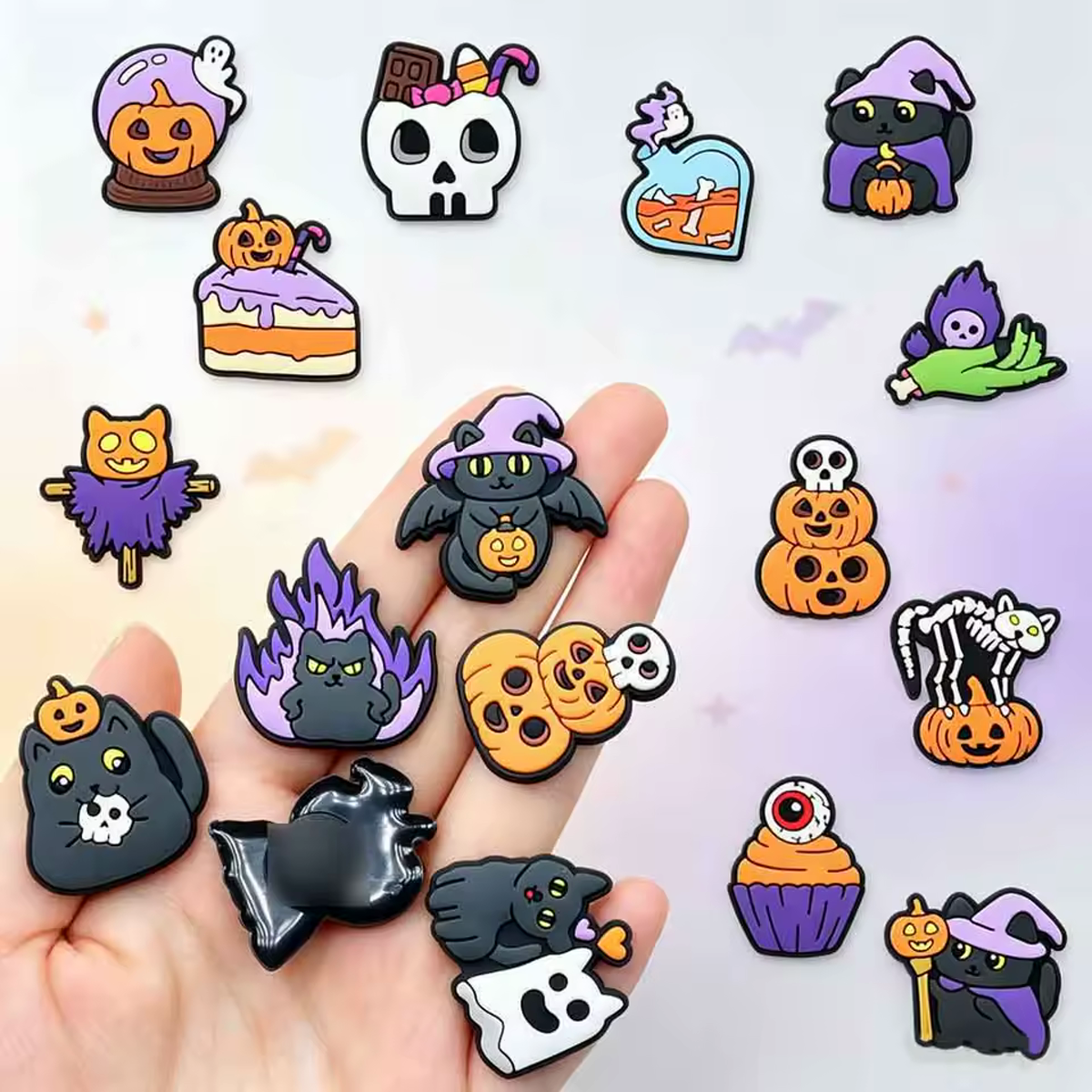 Colorful scary Halloween PVC shoe charms set for clogs